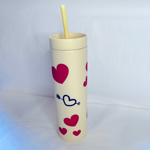 Strata skinny tumbler cream with red and black hearts 16oz. Valentine’s … - Picture 1 of 9